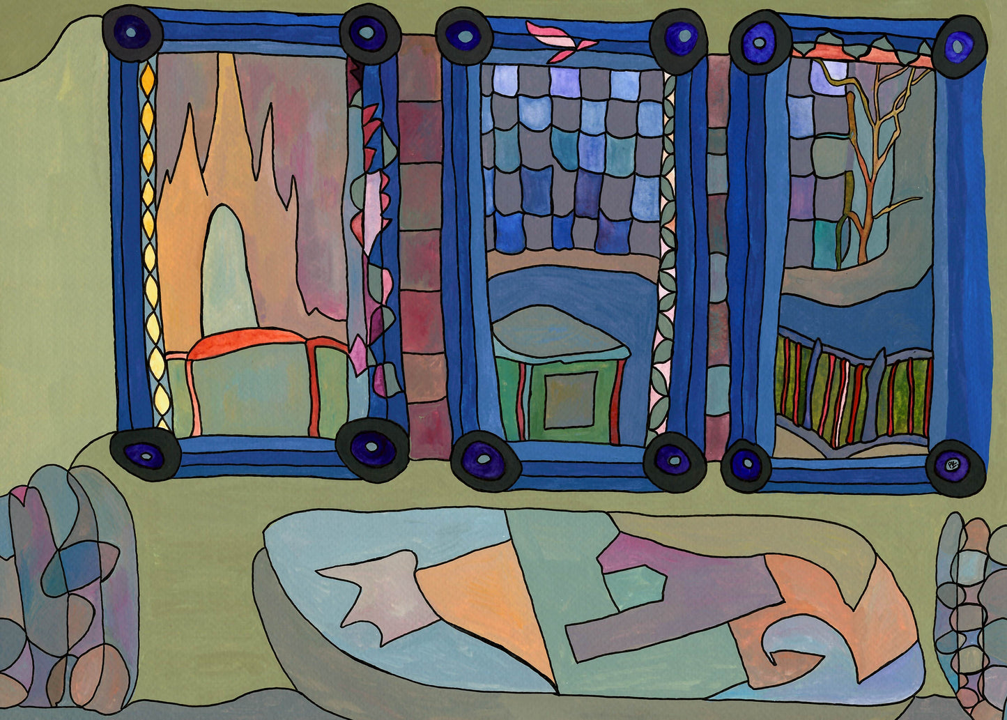 Colourful window artwork